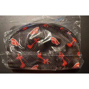 Red Hat Society Cosmetic Bag With Black & Red Polka Dot Print And Red Hat Motif
